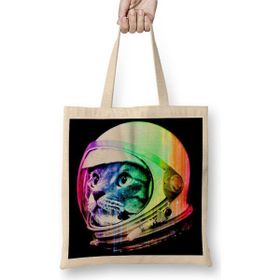 Baskı Dükkanı Astronot Cat Kedi Bez Çanta