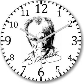 Baskı Dükkanı Atatürk İmzalı Bombeli Gerçek Cam Duvar Saati