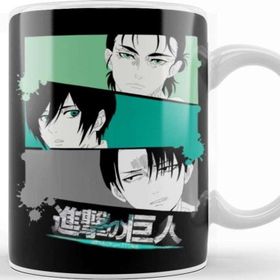 Baskı Dükkanı Attack On Titan Final Season Mikasa Eren Levi Portrait Porselen Kupa