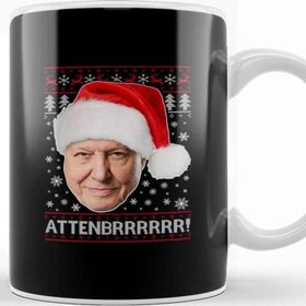 Baskı Dükkanı Attenbrrrrrr David Attenborough Christmas Knit Kupa
