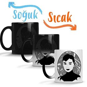 Baskı Dükkanı Audrey Hepburn Sihirli Porselen Kupa