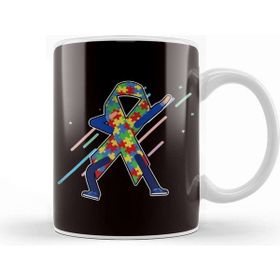 Baskı Dükkanı Autism Awareness Ribbon Dabbing Puzzle Support Autistic Kupa