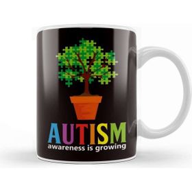 Baskı Dükkanı Autism Awareness Tree Autistic Puzzle Ribbon Special Needs Kupa Bardak