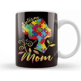 Baskı Dükkanı Autism Mom Mother Awareness Son Daughter Puzzle Ribbon Kupa