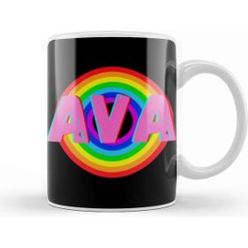Baskı Dükkanı Ava Name Personalized Custom Vintage Retro Rainbow Style Design Gift Baby Gift For Her Kupa