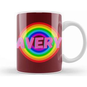 Baskı Dükkanı Avery Name Personalized Custom Vintage Retro Rainbow Style Design Gift Baby Gift For Her Kupa