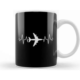 Baskı Dükkanı Awesome Airplane Heartbeat Pilot Piloting Aviation Kupa