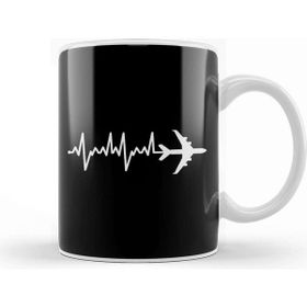 Baskı Dükkanı Awesome Airplane Heartbeat Pilot Piloting Aviation Kupa