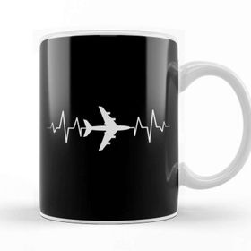 Baskı Dükkanı Awesome Airplane Heartbeat Pilot Piloting Aviation Kupa