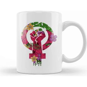 Baskı Dükkanı Awesome Floral Fist Hippie Power Hipster Peace Kupa