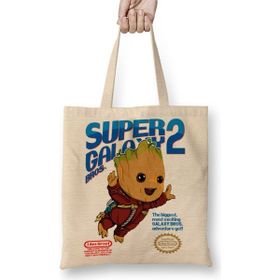 Baskı Dükkanı Baby Groot Super Galaxy Bros Bez Çanta