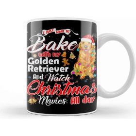 Baskı Dükkanı Bake Stuff With Golden Retriever and Watch Christmas Funny Kupa Bardak