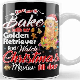 Baskı Dükkanı Bake Stuff With Golden Retriever and Watch Christmas Funny Kupa Bardak