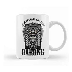 Baskı Dükkanı Bali Barong Indonesian Heritage Denpasar Kuta Beach Porselen Kupa