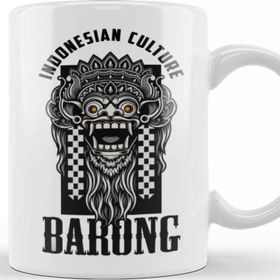 Baskı Dükkanı Bali Barong Indonesian Heritage Denpasar Kuta Beach Porselen Kupa