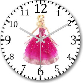 Baskı Dükkanı Barbie Bombeli Gerçek Cam Duvar Saati