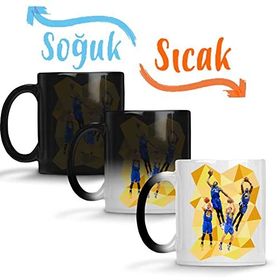 Baskı Dükkanı Basketbol Takımı Curry Fire Sihirli Porselen Kupa