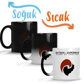 Baskı Dükkanı Batman ve Superman Süpermen Sihirli Porselen Kupa