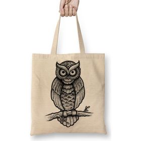 Baskı Dükkanı Baykuş Drawing Çizim Hayvan Animal Owl Simple Pet Bez Çanta