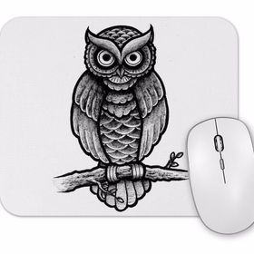 Baskı Dükkanı Baykuş Drawing Çizim Hayvan Animal Owl Simple Pet Mouse Pad