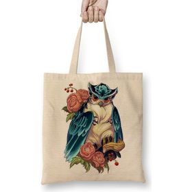 Baskı Dükkanı Baykuş Hayvan Owl Colour Drawing Çizim Bez Çanta