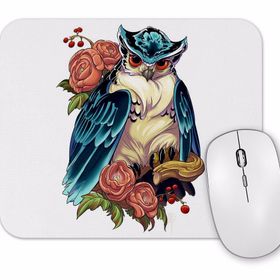 Baskı Dükkanı Baykuş Hayvan Owl Colour Drawing Çizim Mouse Pad