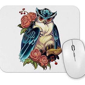 Baskı Dükkanı Baykuş Hayvan Owl Colour Drawing Çizim Mouse Pad