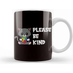 Baskı Dükkanı Be Kind Autism Awareness Cat Kitten Autistic Puzzle Ribbon Kupa