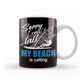Baskı Dükkanı Beach Windsurfing Ocean Wave Windsurfer Sailboarding Surfing Beyaz Porselen Kupa Bardak