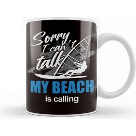 Baskı Dükkanı Beach Windsurfing Ocean Wave Windsurfer Sailboarding Surfing Beyaz Porselen Kupa Bardak