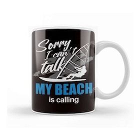 Baskı Dükkanı Beach Windsurfing Ocean Wave Windsurfer Sailboarding Surfing Beyaz Porselen Kupa Bardak