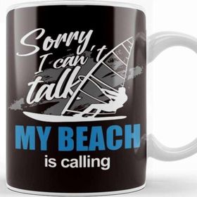 Baskı Dükkanı Beach Windsurfing Ocean Wave Windsurfer Sailboarding Surfing Beyaz Porselen Kupa Bardak