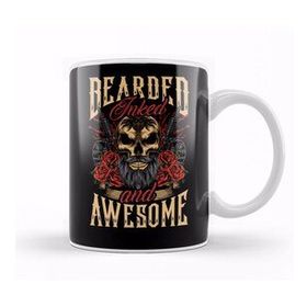 Baskı Dükkanı Bearded Inked and Awesome Badass Dad Kupa