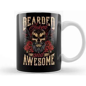 Baskı Dükkanı Bearded Inked and Awesome Badass Dad Kupa