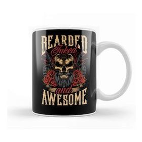Baskı Dükkanı Bearded Inked and Awesome Badass Dad Kupa