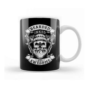 Baskı Dükkanı Bearded Inked and Awesome Badass Dad Kupa