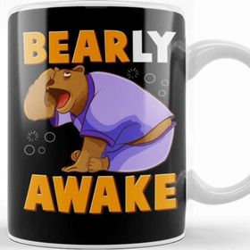 Baskı Dükkanı Bearly Awake Funny Barely Awake Sleepy Bear Pun Kupa