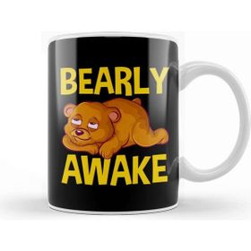 Baskı Dükkanı Bearly Awake Half Asleep Baby Bear Cub Pun Kupa