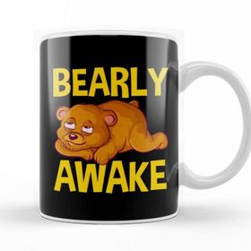 Baskı Dükkanı Bearly Awake Half Asleep Baby Bear Cub Pun Kupa