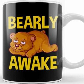 Baskı Dükkanı Bearly Awake Half Asleep Baby Bear Cub Pun Kupa