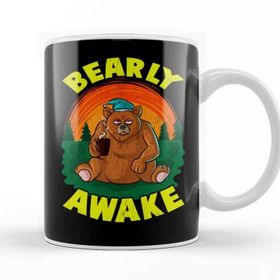 Baskı Dükkanı Bearly Awake Sleeping Bear Funny Barely Awake Pun Kupa
