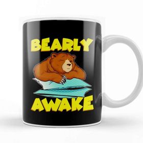 Baskı Dükkanı Bearly Awake Sleeping Bear Funny Barely Awake Pun Kupa