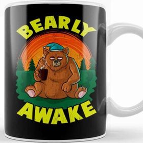 Baskı Dükkanı Bearly Awake Sleeping Bear Funny Barely Awake Pun Kupa