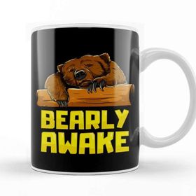 Baskı Dükkanı Bearly Awake Sleeping Bear Funny Barely Sleepy Pun Kupa