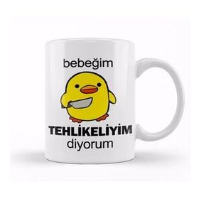 Baskı Dükkanı Bebeğim Tehlikeliyim Diyorum Sarı Civciv Komik Kupa