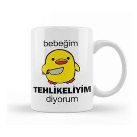 Baskı Dükkanı Bebeğim Tehlikeliyim Diyorum Sarı Civciv Komik Kupa