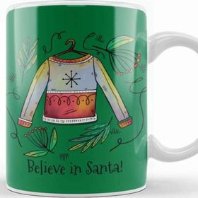 Baskı Dükkanı Believe In Santa Christmas Sweater Sketch Kupa Bardak