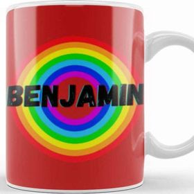 Baskı Dükkanı Benjamin Name Custom Vintage Retro Rainbow Style Design Giftbaby Gift For Him Kupa Bardak