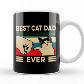 Baskı Dükkanı Best Cat Dad Ever Funny Cat Dad Father Vintage Gift 01 Kupa