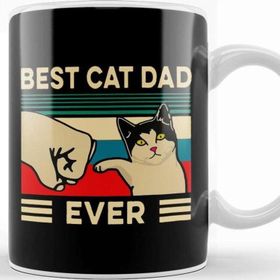 Baskı Dükkanı Best Cat Dad Ever Funny Cat Dad Father Vintage Gift 01 Kupa